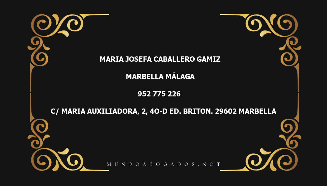 abogado Maria Josefa Caballero Gamiz en la localidad de Marbella