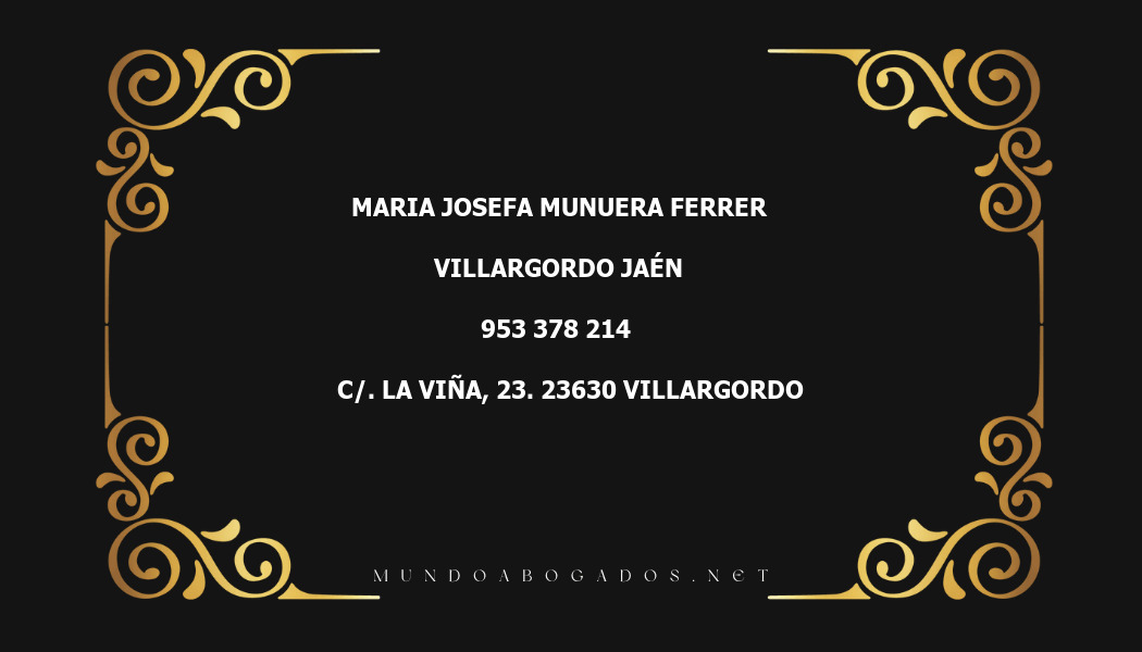 abogado Maria Josefa Munuera Ferrer en la localidad de Villargordo