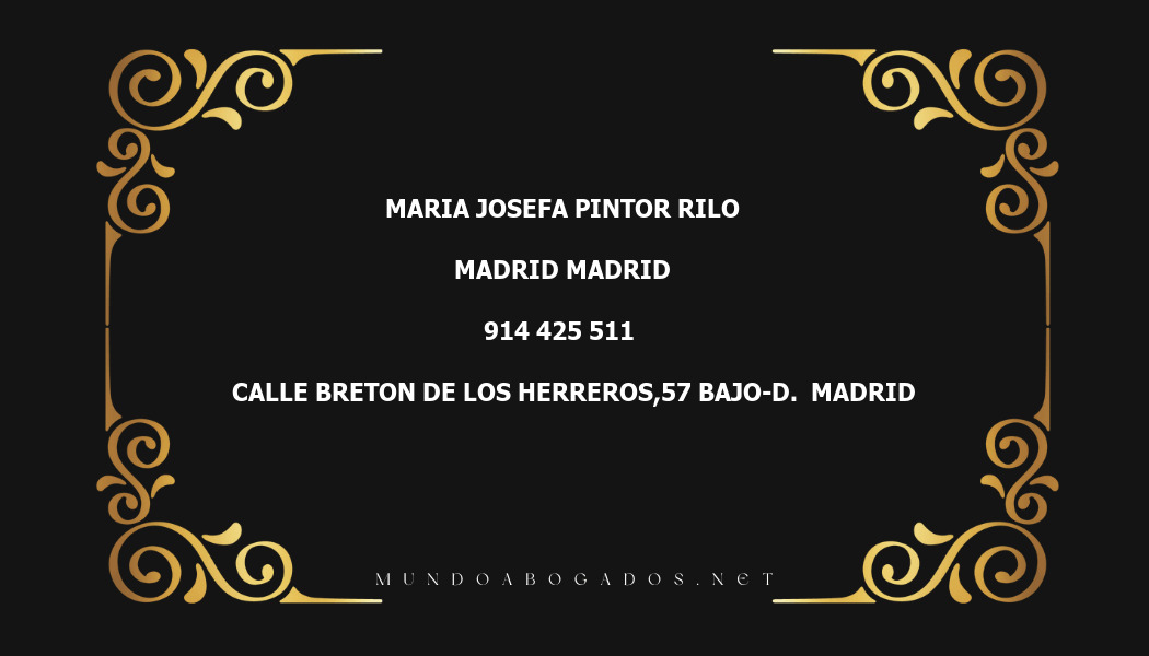 abogado Maria Josefa Pintor Rilo en la localidad de Madrid