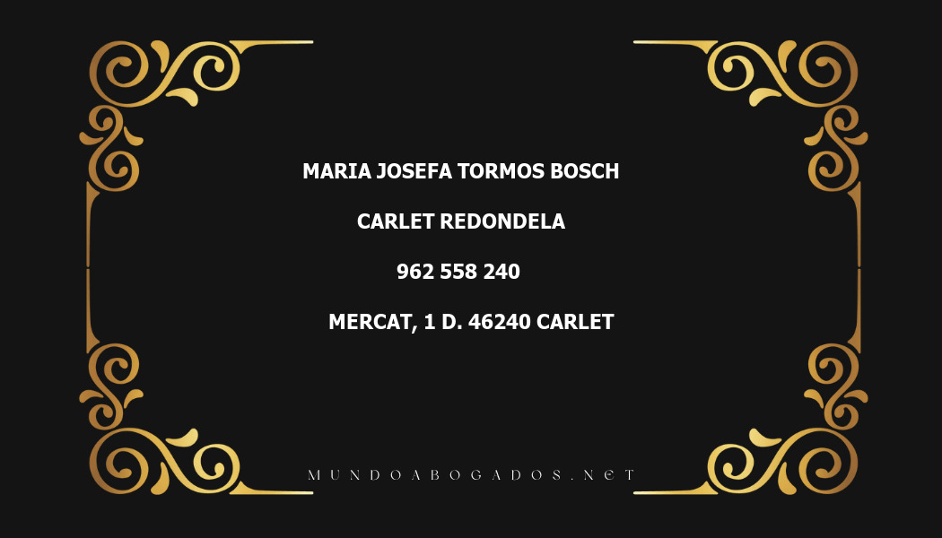 abogado Maria Josefa Tormos Bosch en la localidad de Carlet