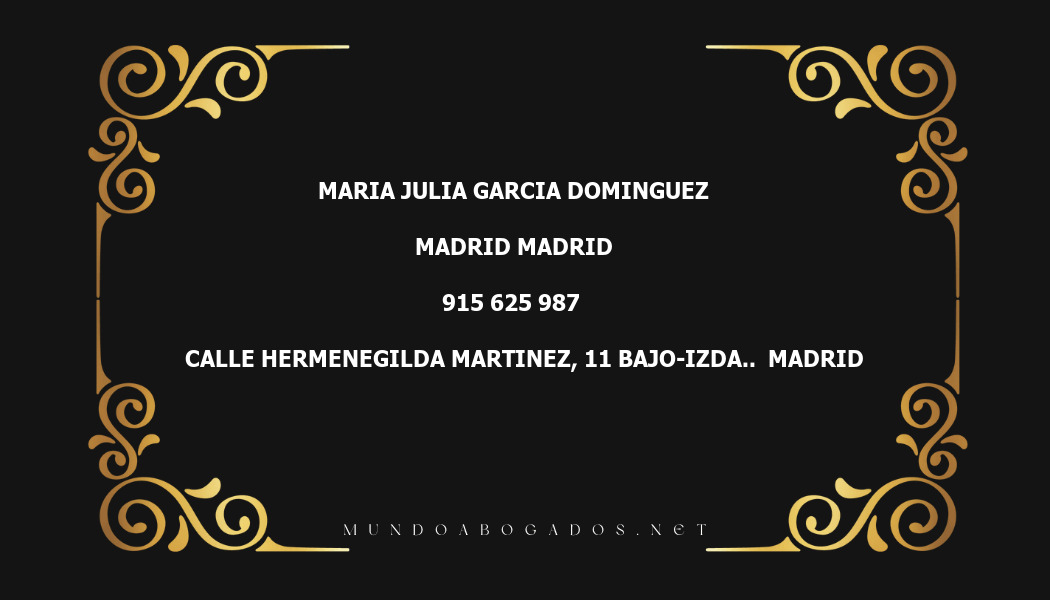 abogado Maria Julia Garcia Dominguez en la localidad de Madrid