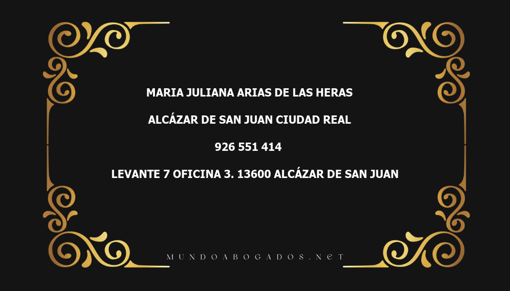 abogado Maria Juliana Arias De Las Heras en la localidad de Alcázar de San Juan