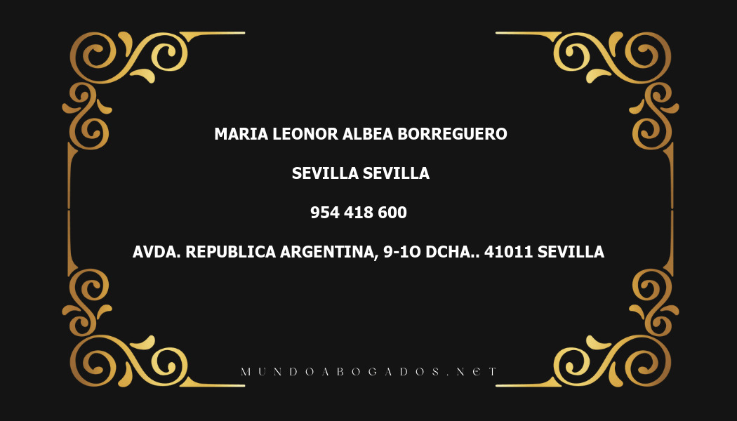 abogado Maria Leonor Albea Borreguero en la localidad de Sevilla