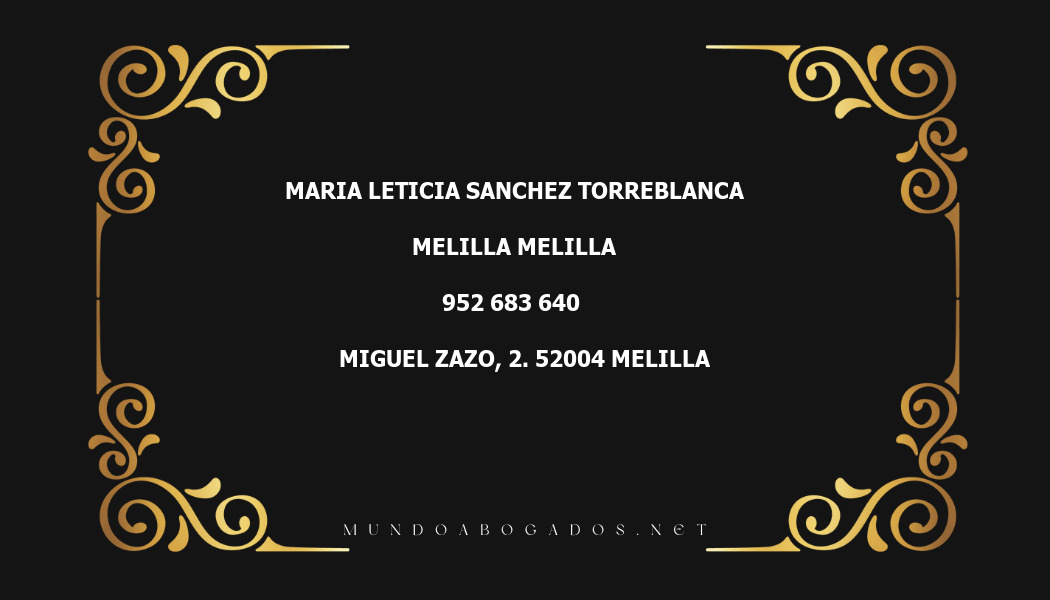 abogado Maria Leticia Sanchez Torreblanca en la localidad de Melilla