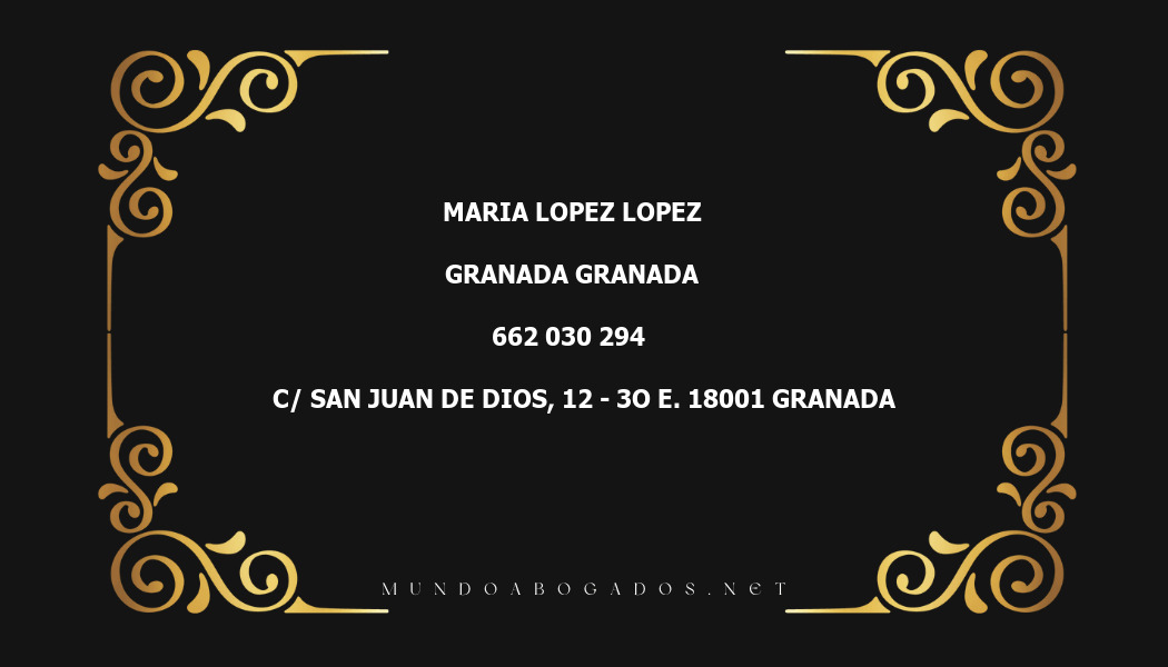 abogado Maria Lopez Lopez en la localidad de Granada