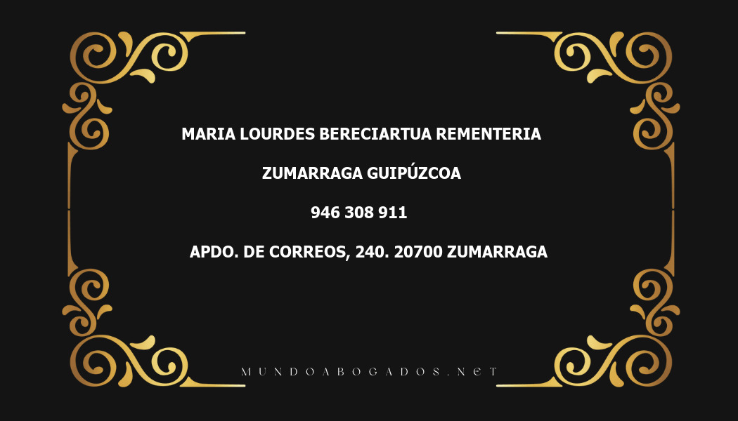 abogado Maria Lourdes Bereciartua Rementeria en la localidad de Zumarraga