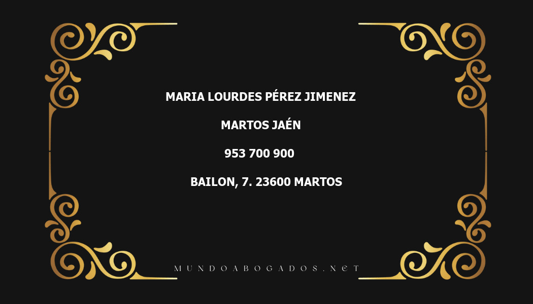 abogado Maria Lourdes Pérez Jimenez en la localidad de Martos