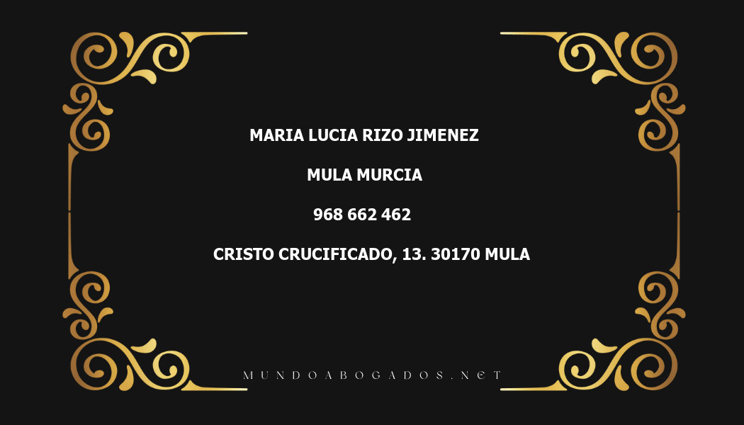 abogado Maria Lucia Rizo Jimenez en la localidad de Mula