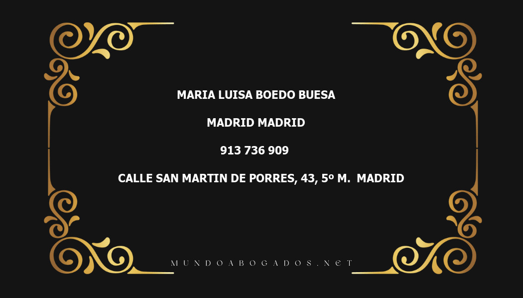 abogado Maria Luisa Boedo Buesa en la localidad de Madrid