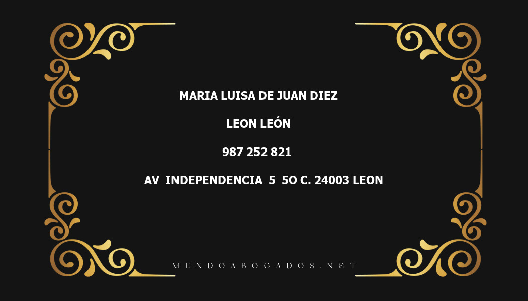 abogado Maria Luisa De Juan Diez en la localidad de Leon