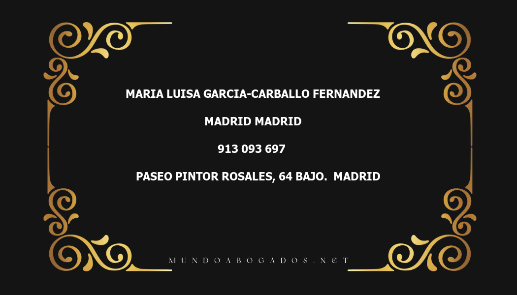 abogado Maria Luisa Garcia-Carballo Fernandez en la localidad de Madrid