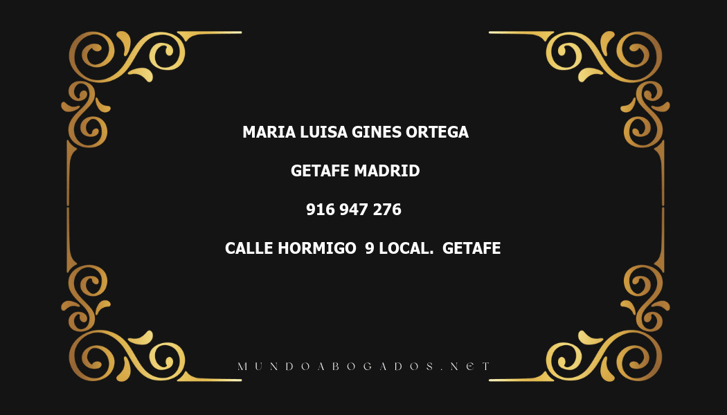 abogado Maria Luisa Gines Ortega en la localidad de Getafe