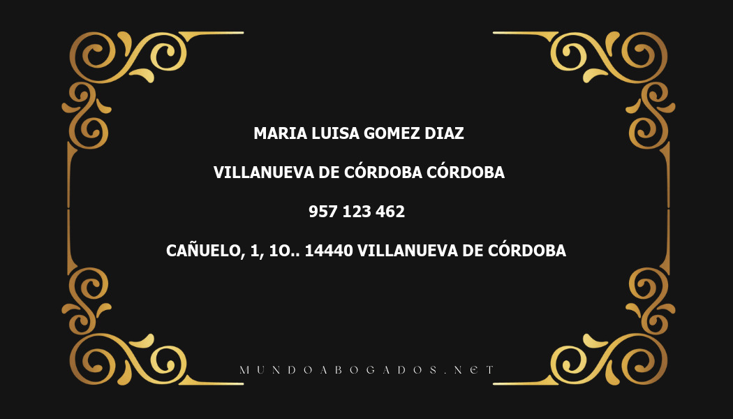 abogado Maria Luisa Gomez Diaz en la localidad de Villanueva de Córdoba