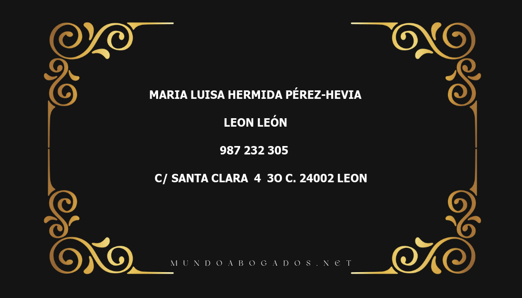 abogado Maria Luisa Hermida Pérez-Hevia en la localidad de Leon