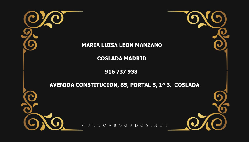 abogado Maria Luisa Leon Manzano en la localidad de Coslada