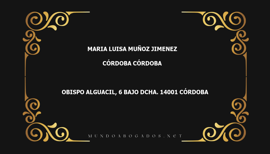 abogado Maria Luisa Muñoz Jimenez en la localidad de Córdoba