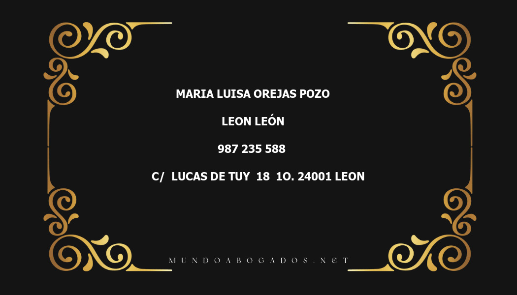 abogado Maria Luisa Orejas Pozo en la localidad de Leon