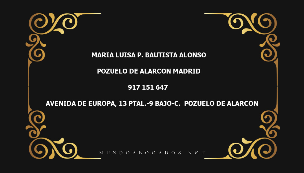 abogado Maria Luisa P. Bautista Alonso en la localidad de Pozuelo de Alarcon