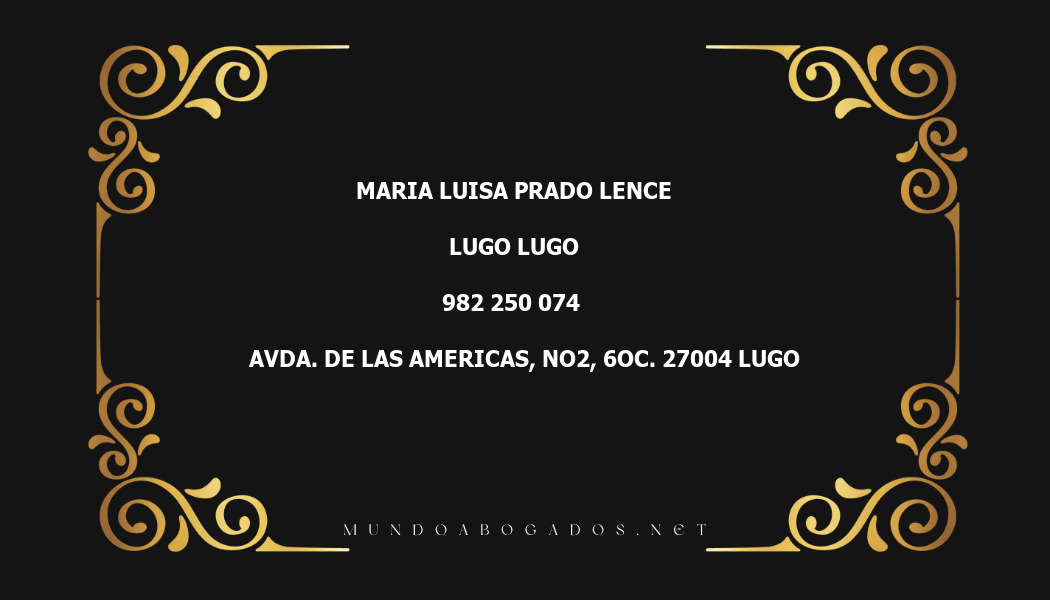 abogado Maria Luisa Prado Lence en la localidad de Lugo