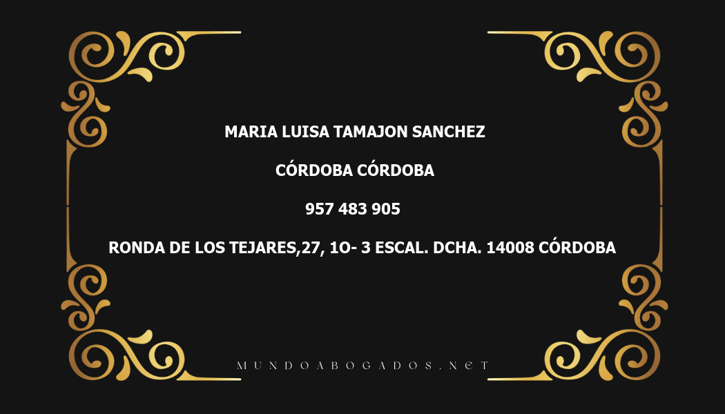 abogado Maria Luisa Tamajon Sanchez en la localidad de Córdoba