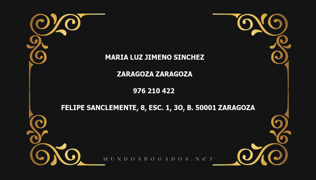 abogado Maria Luz Jimeno Sinchez en la localidad de Zaragoza