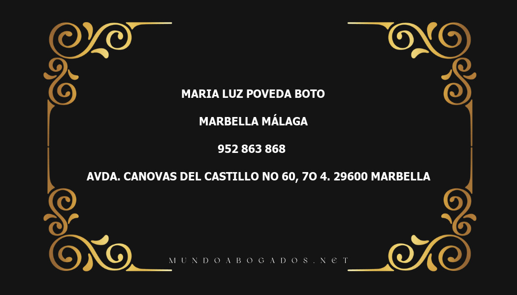 abogado Maria Luz Poveda Boto en la localidad de Marbella