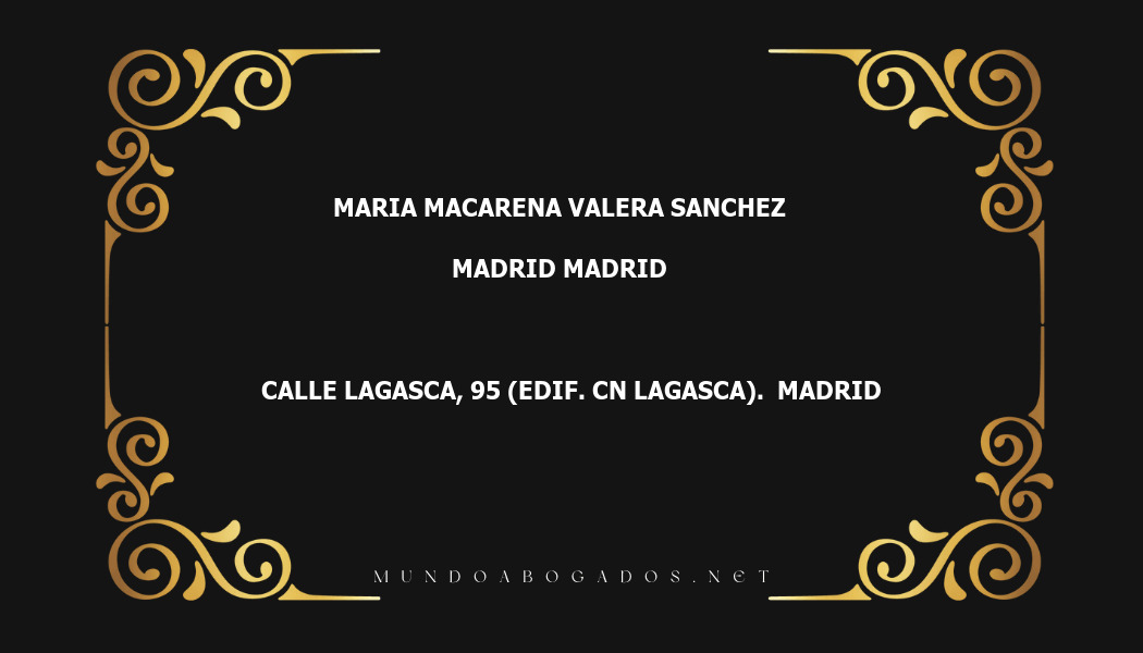 abogado Maria Macarena Valera Sanchez en la localidad de Madrid