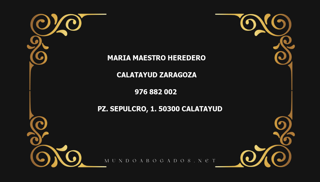 abogado Maria Maestro Heredero en la localidad de Calatayud