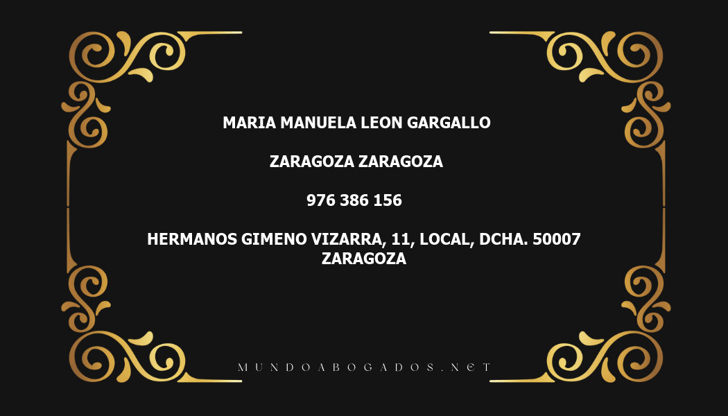 abogado Maria Manuela Leon Gargallo en la localidad de Zaragoza