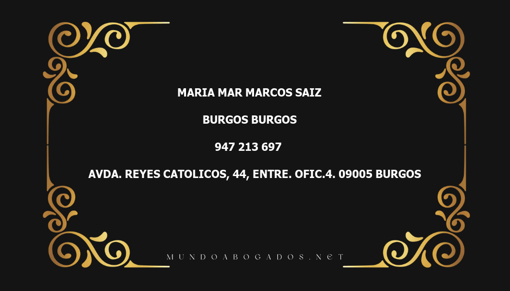 abogado Maria Mar Marcos Saiz en la localidad de Burgos