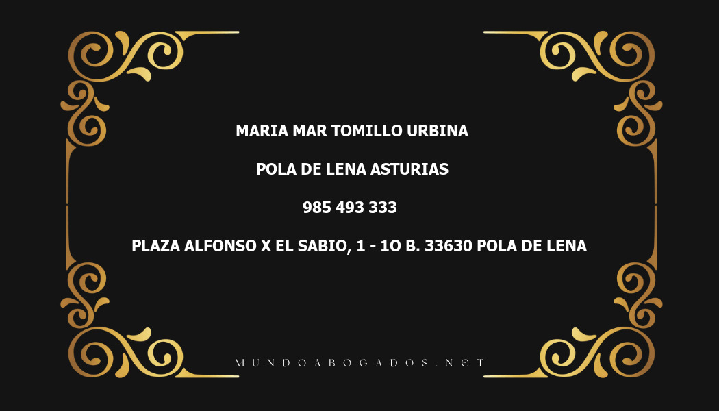 abogado Maria Mar Tomillo Urbina en la localidad de Pola de Lena