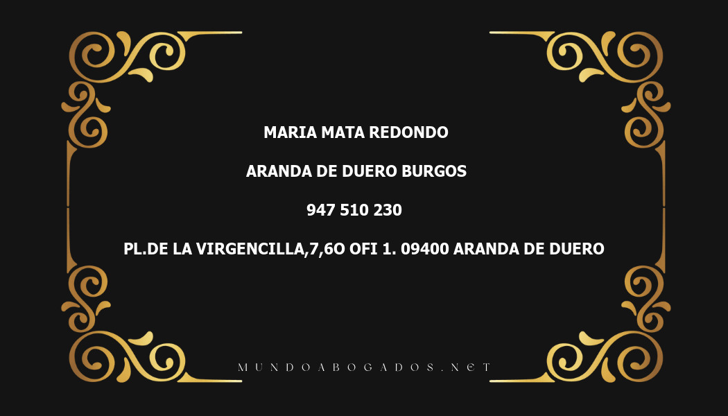 abogado Maria Mata Redondo en la localidad de Aranda de Duero