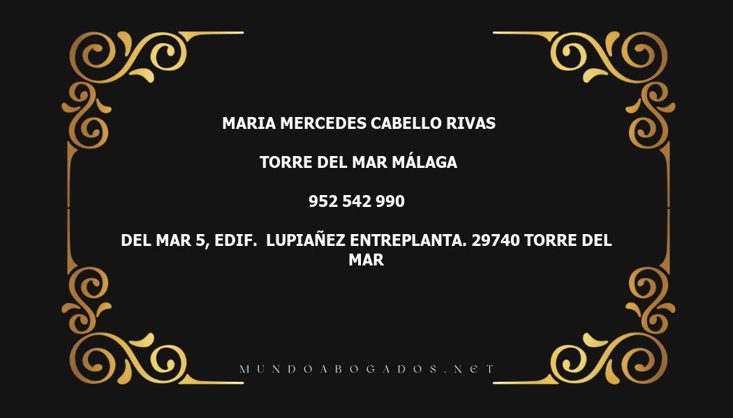 abogado Maria Mercedes Cabello Rivas en la localidad de Torre del Mar