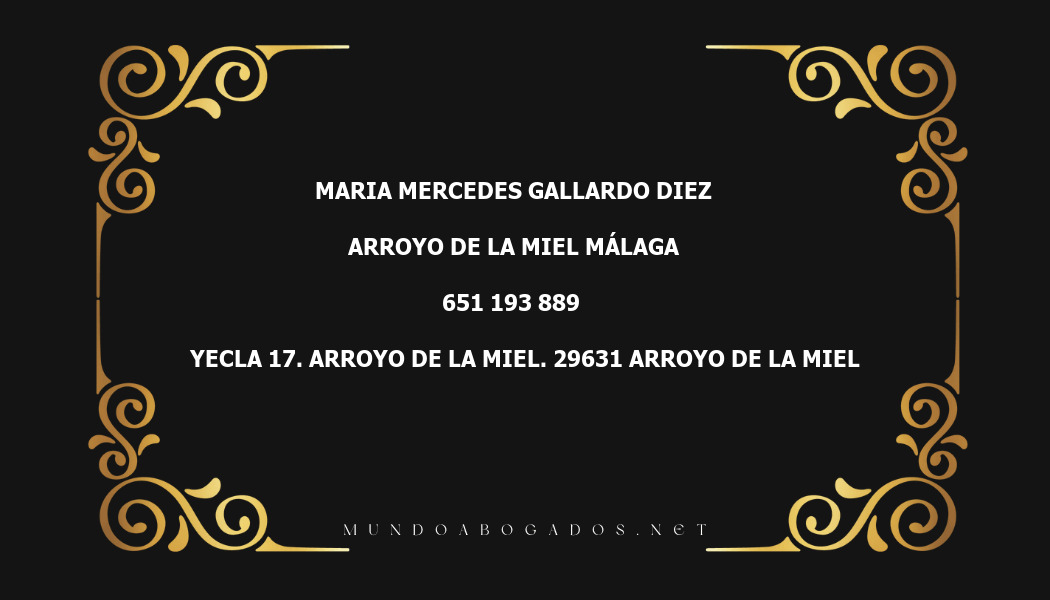 abogado Maria Mercedes Gallardo Diez en la localidad de Arroyo de la Miel