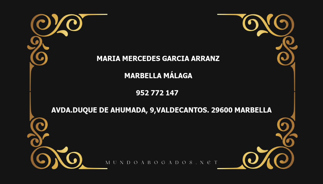 abogado Maria Mercedes Garcia Arranz en la localidad de Marbella