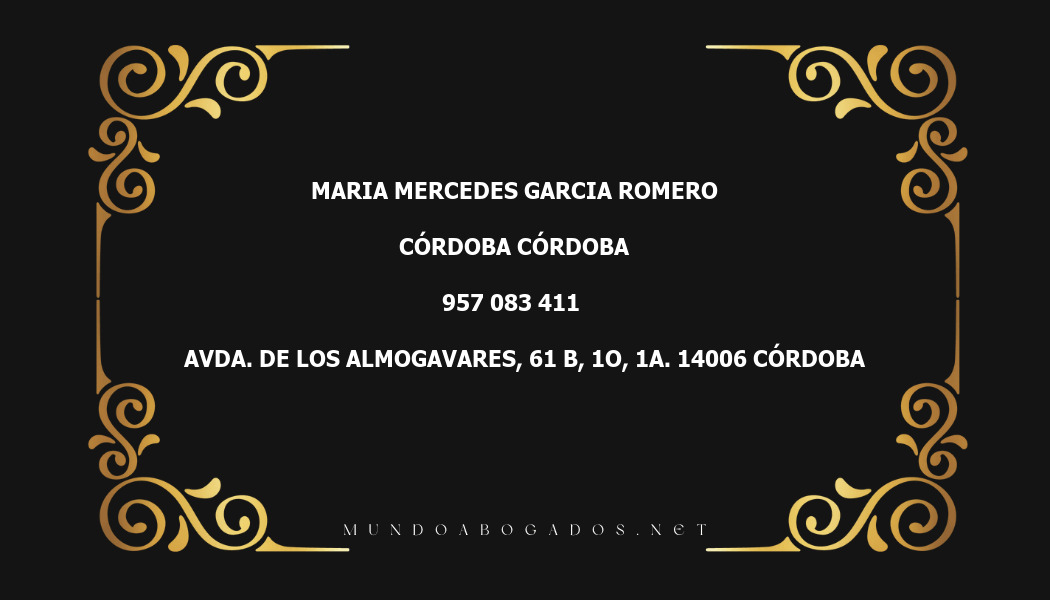 abogado Maria Mercedes Garcia Romero en la localidad de Córdoba