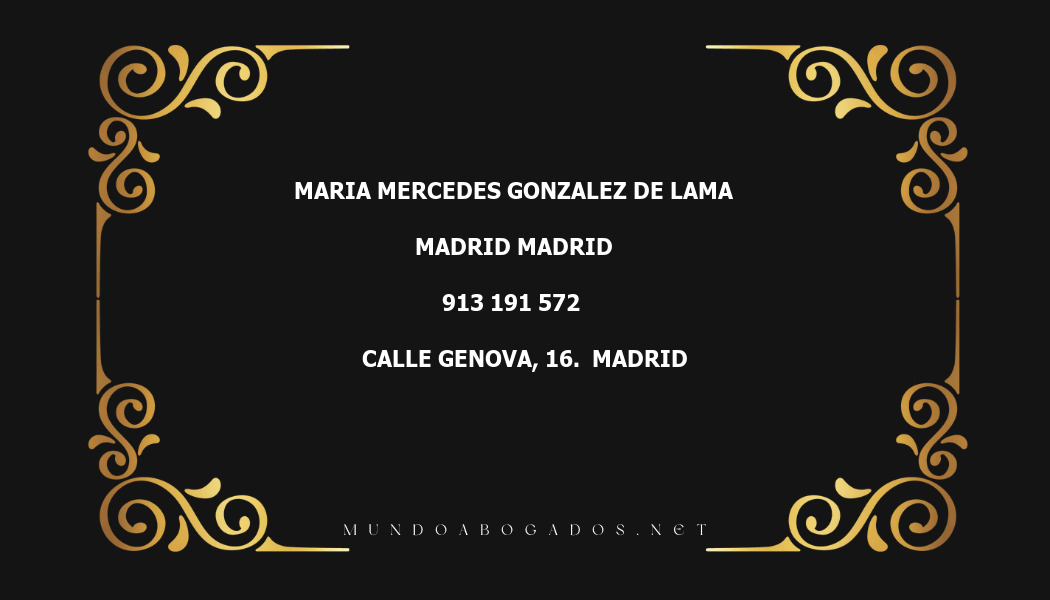 abogado Maria Mercedes Gonzalez De Lama en la localidad de Madrid