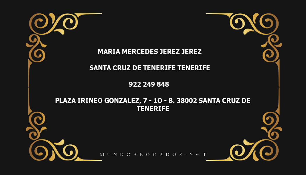 abogado Maria Mercedes Jerez Jerez en la localidad de Santa Cruz de Tenerife