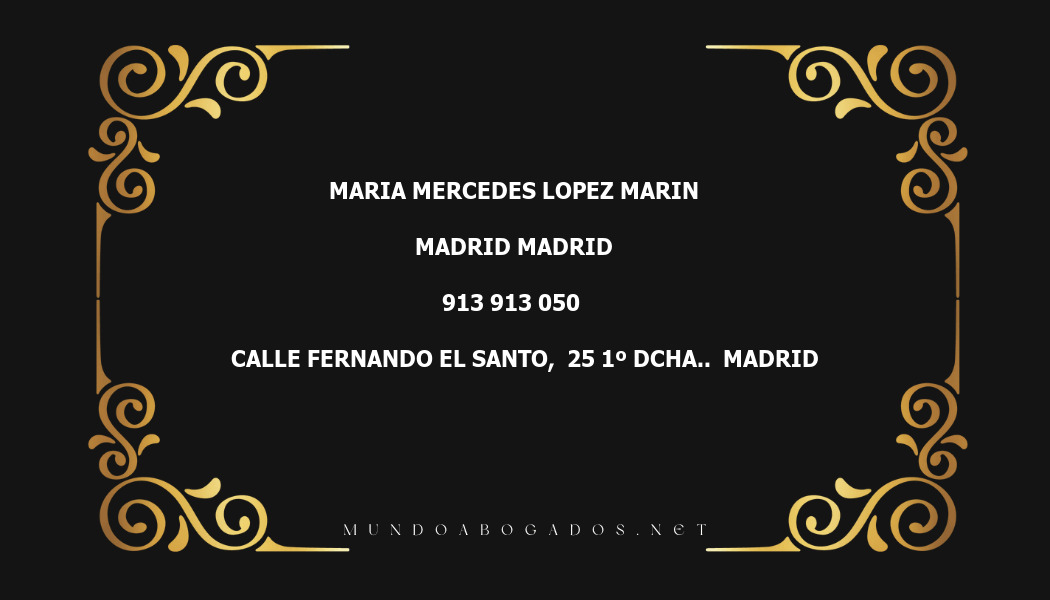 abogado Maria Mercedes Lopez Marin en la localidad de Madrid