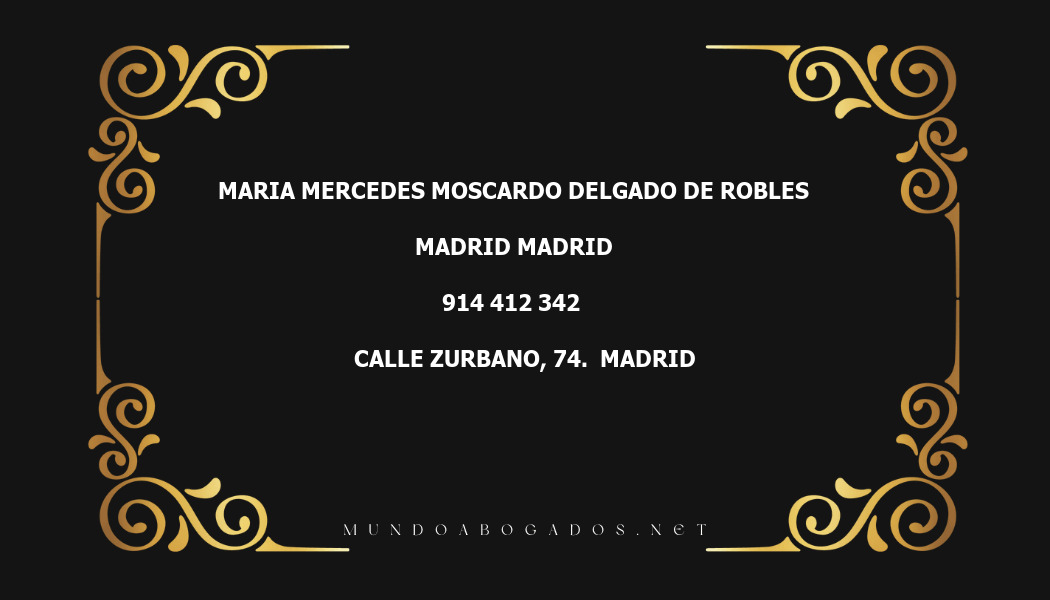 abogado Maria Mercedes Moscardo Delgado De Robles en la localidad de Madrid