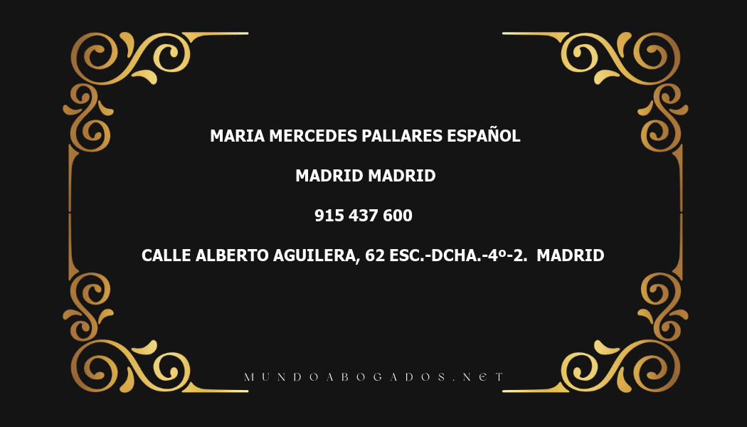 abogado Maria Mercedes Pallares Español en la localidad de Madrid