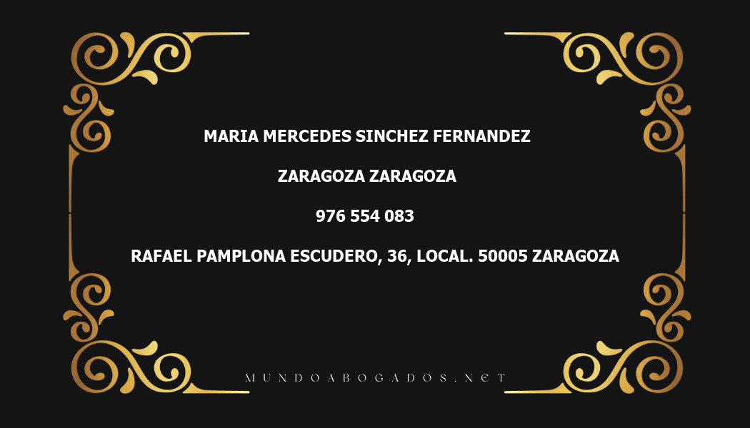 abogado Maria Mercedes Sinchez Fernandez en la localidad de Zaragoza