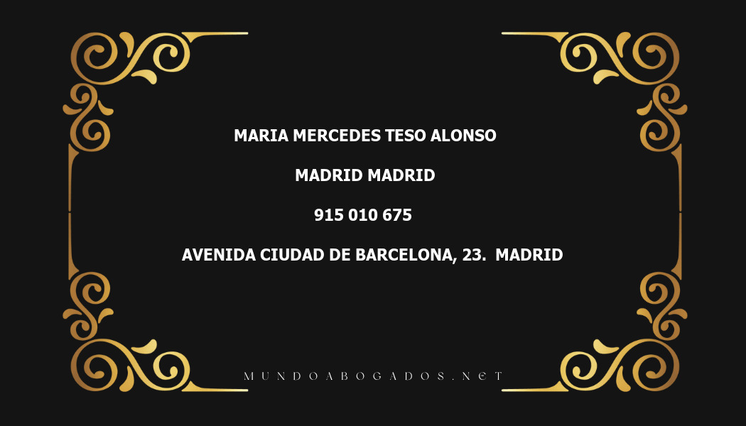 abogado Maria Mercedes Teso Alonso en la localidad de Madrid