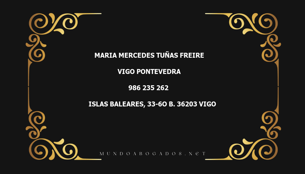 abogado Maria Mercedes Tuñas Freire en la localidad de Vigo