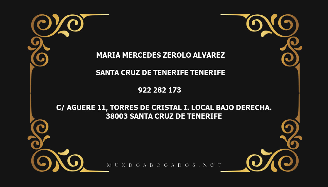 abogado Maria Mercedes Zerolo Alvarez en la localidad de Santa Cruz de Tenerife