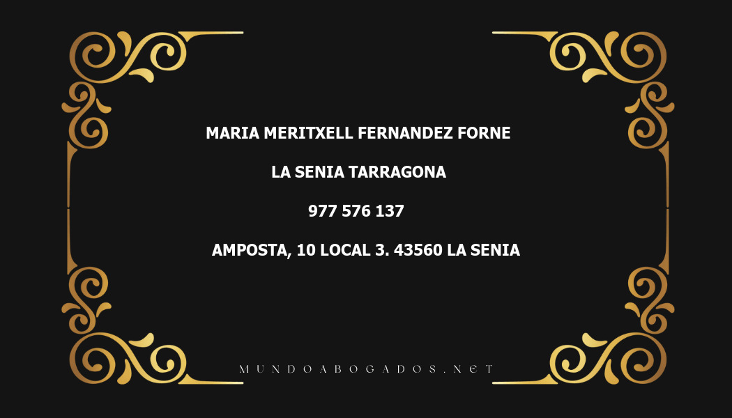 abogado Maria Meritxell Fernandez Forne en la localidad de La Senia