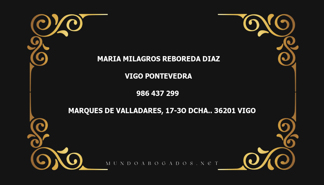 abogado Maria Milagros Reboreda Diaz en la localidad de Vigo