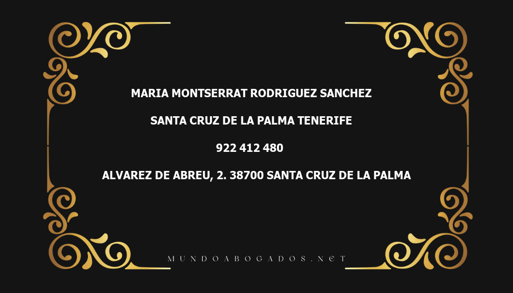 abogado Maria Montserrat Rodriguez Sanchez en la localidad de Santa Cruz de la Palma