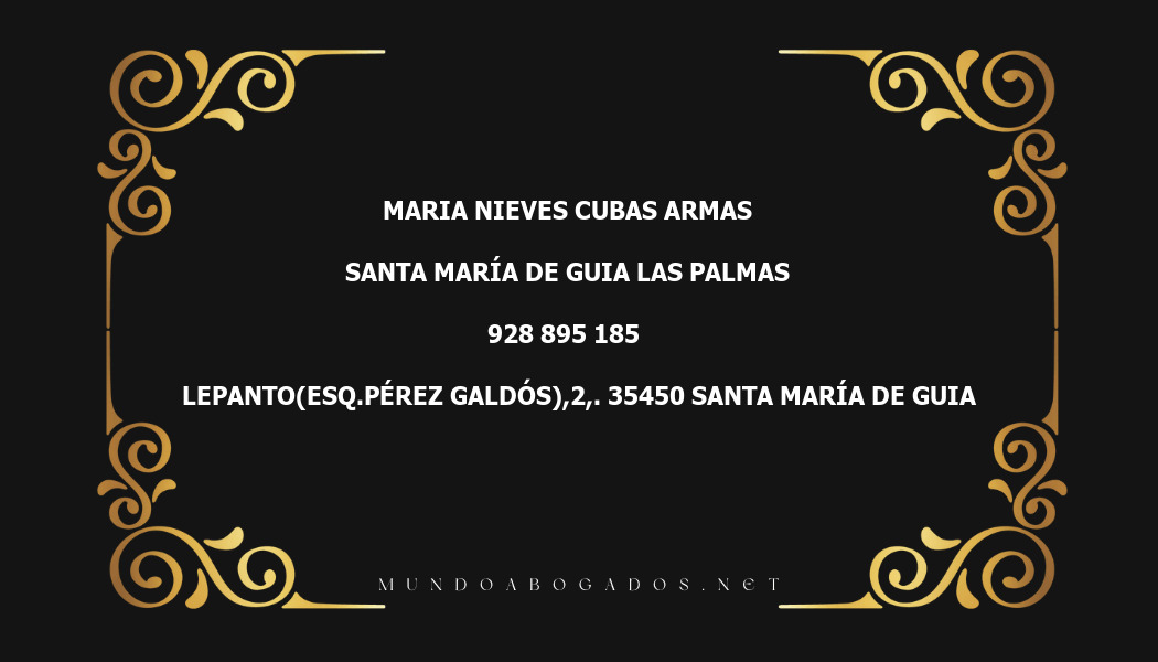 abogado Maria Nieves Cubas Armas en la localidad de Santa María de Guia