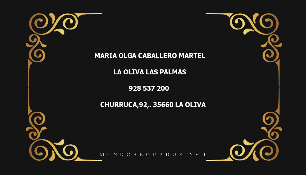 abogado Maria Olga Caballero Martel en la localidad de La Oliva